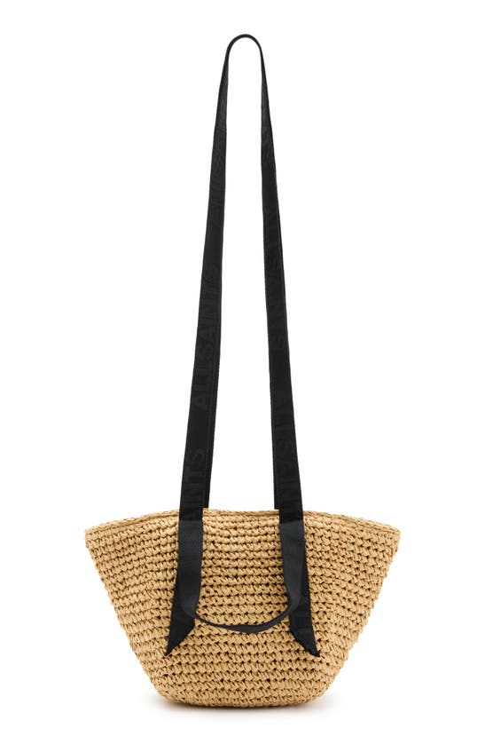 Allsaints Womens Almond Celayne Logo-debossed Mini Straw Tot In Nude