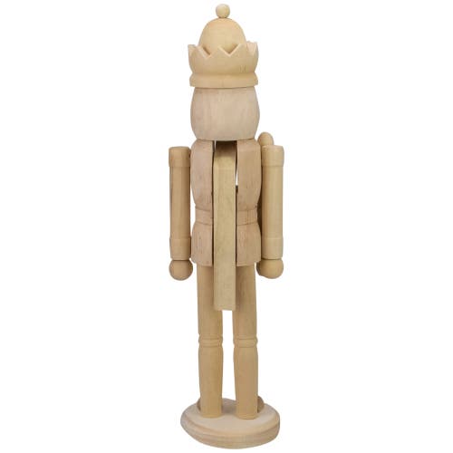 Northlight 14.75" Unfinished Paintable Wooden Christmas Nutcracker With A Crown In Ivory