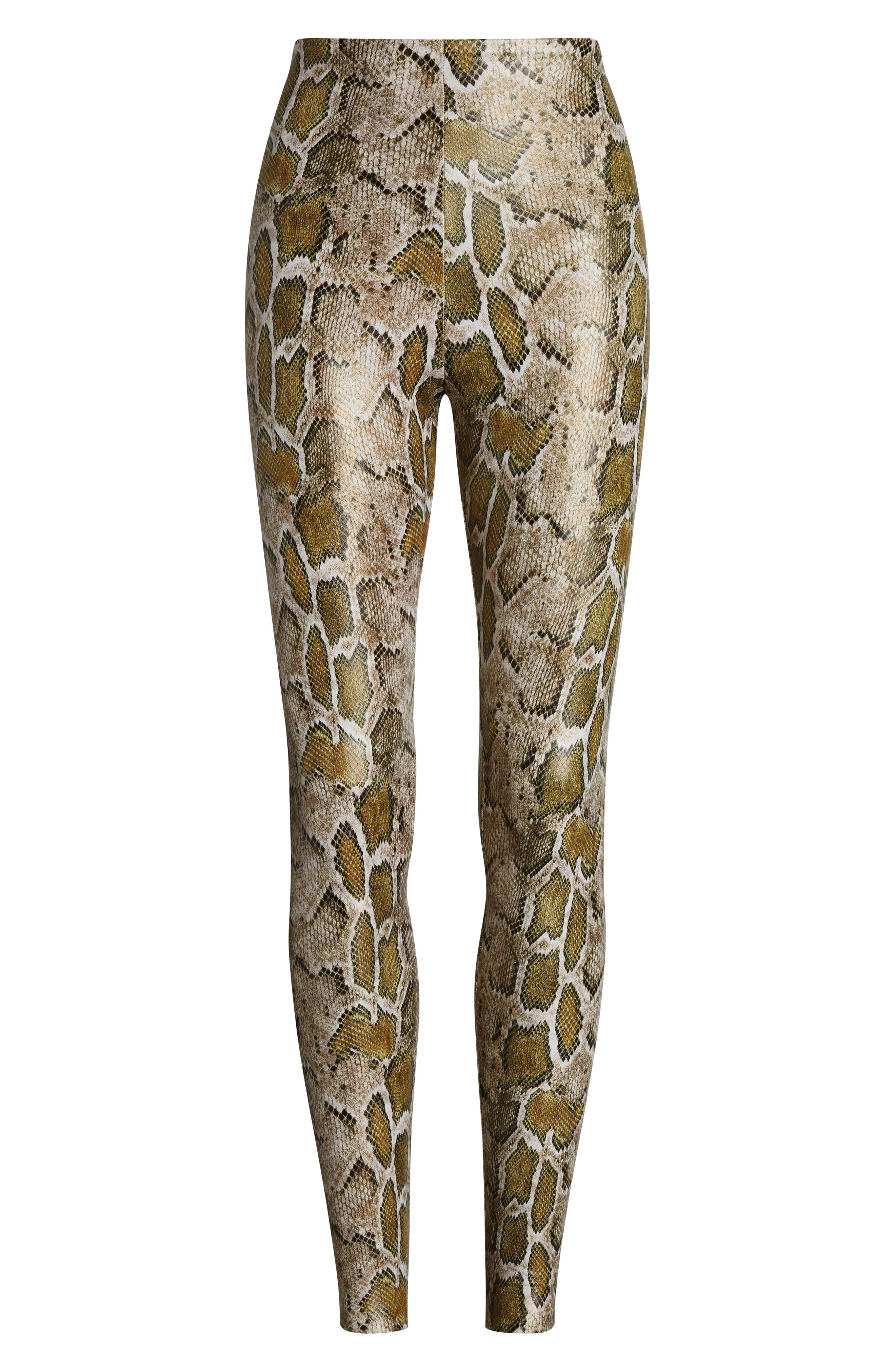 Women's Wet Look Snakeskin Animal Print Stretchy Pants High Waist Slim Leggings 