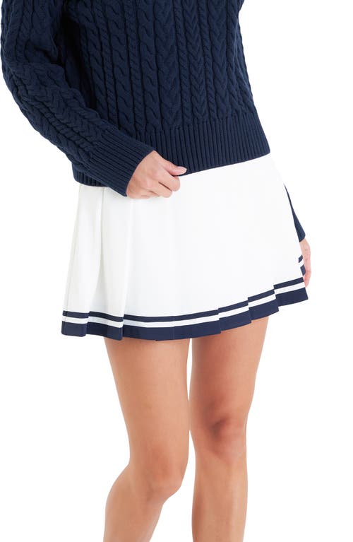 English Factory Sports Club Pleated Miniskort In White/ Navy