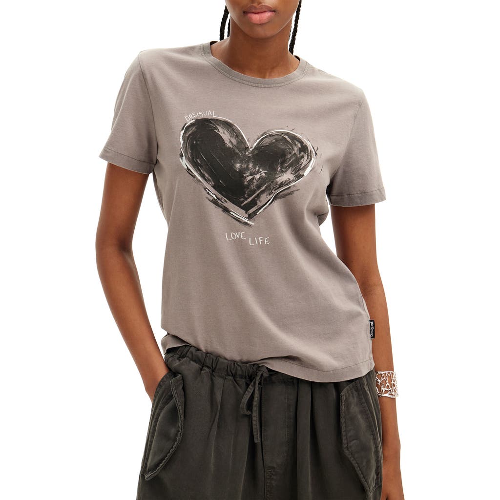 Desigual Core Graphic T-shirt In Black/grey