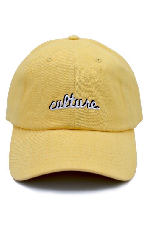 Shop A Life Well Dressed Culture Statement Baseball Cap In Yellow Denim/white