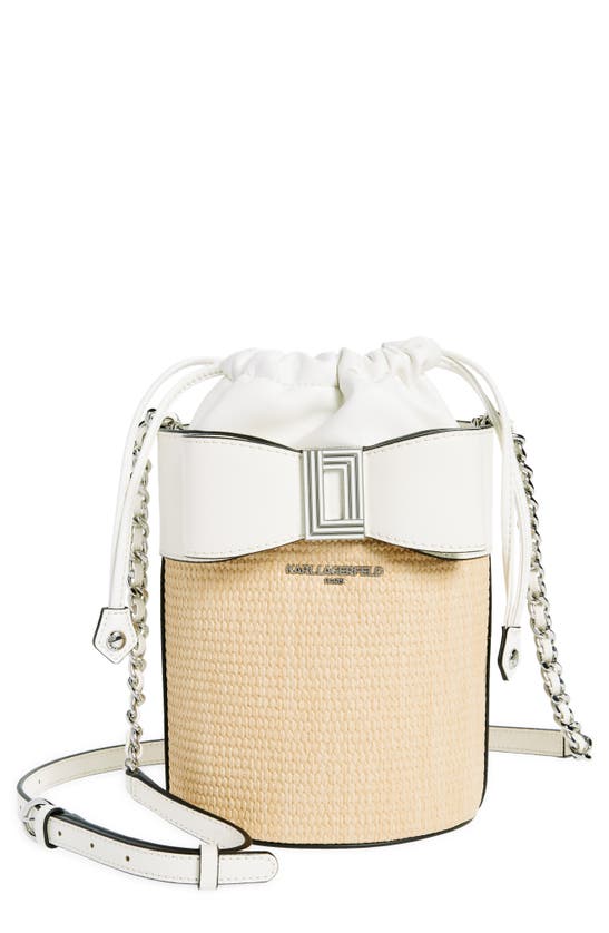 Shop Karl Lagerfeld Ikons Bucket Bag In White/ Natural