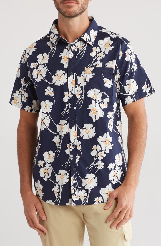 Hurley Salem Floral Button-up Shirt In Navy