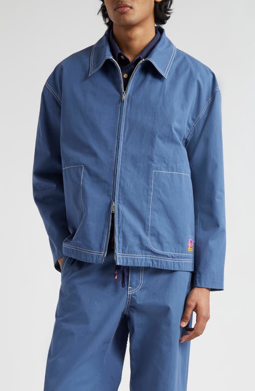 Shop The Elder Statesman Silvano Cruiser Cotton Jacket In Sea Blue