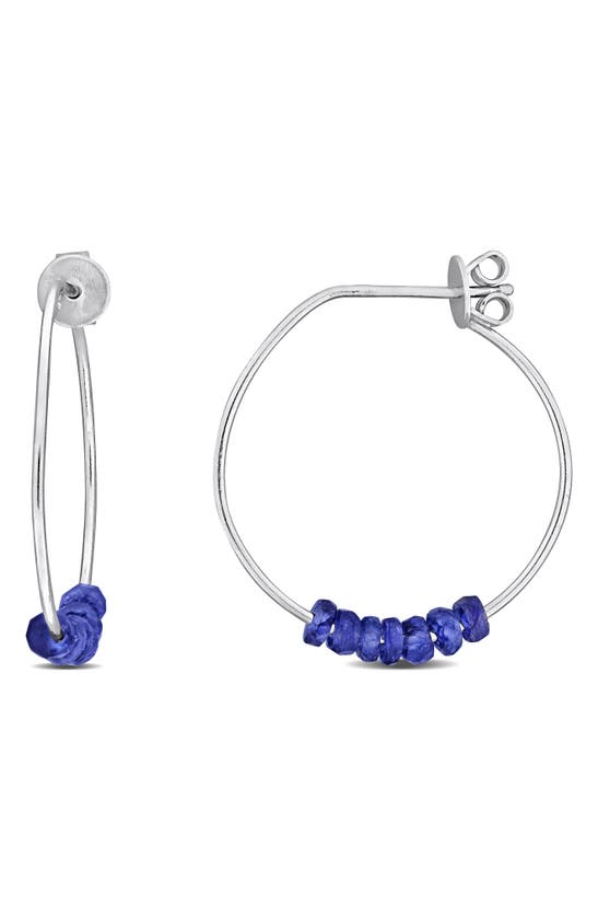 Shop Delmar Faceted Hoop Earrings In Blue Sapphire