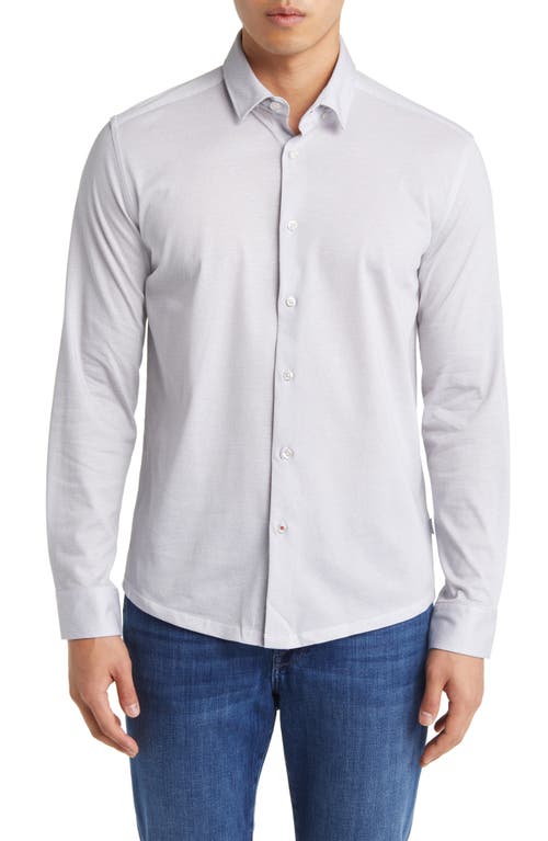 Hourglass Geo Dry Touch Performance Jersey Button-Up Shirt in Grey