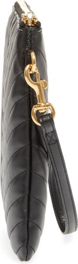 Monogram leather wristlet pouch black – Totême