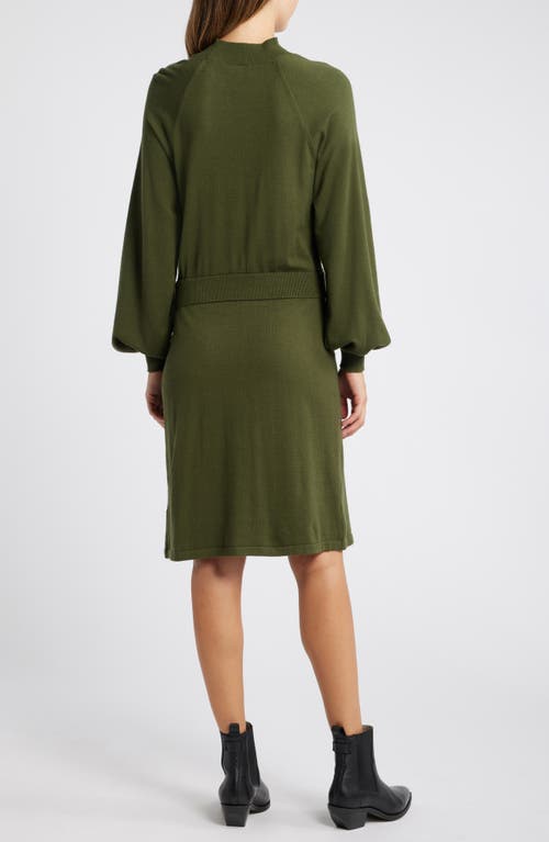 Shop Sam Edelman Two-piece Look Long Sleeve Sweater Dress In Loden