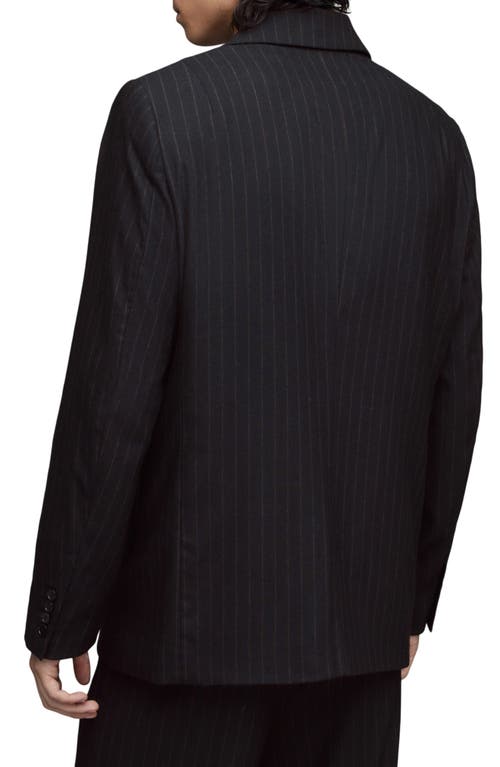 Shop Allsaints Blues Stripe Double Breasted Blazer In Pinstripe Black Brown