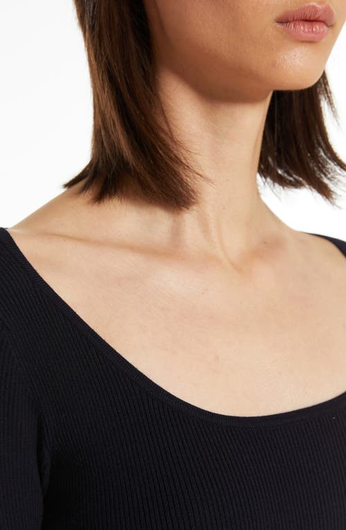 Shop Max Mara Leisure Treviso Ballet Neck Rib Sweater In Navy