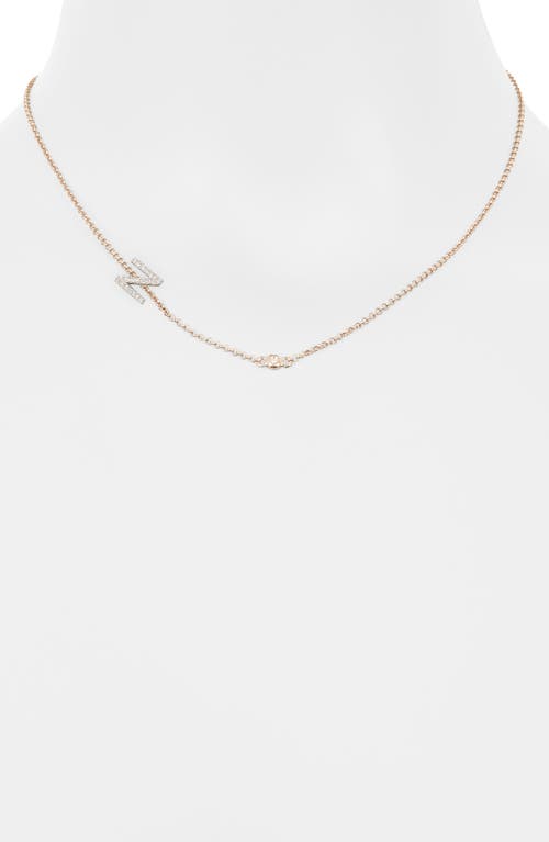 Meshmerise Bezel Diamond Initial Chain Necklace In Rose-n