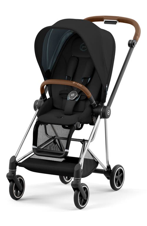 CYBEX MIOS 3 Compact Lightweight Stroller with Chrome/Brown Frame in Deep Black at Nordstrom