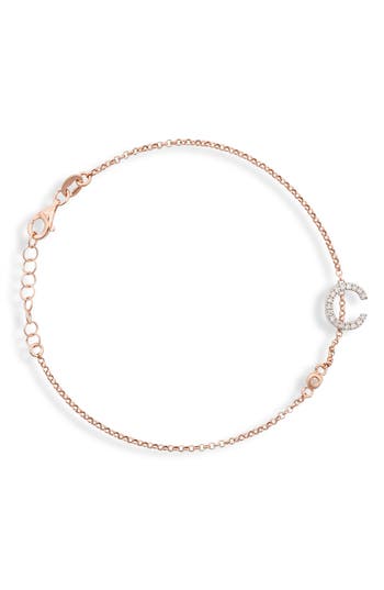 Meshmerise Diamond Initial Bezel Bracelet In Rose-c