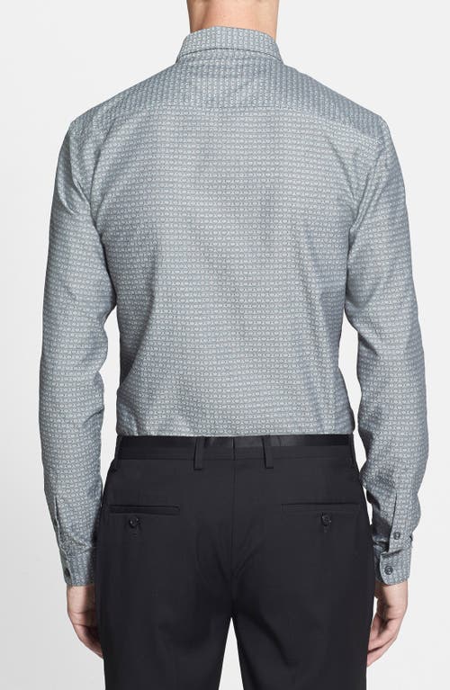 Shop Topman Geometric Print Dobby Shirt In Grey