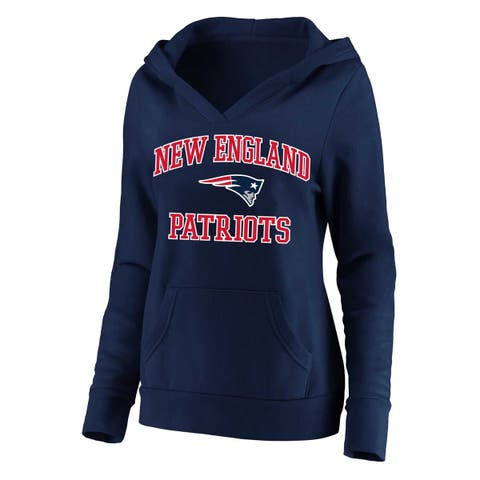 Women's Fanatics Branded Navy New England Patriots Plus Size Heart and Soul V-Neck Pullover Hoodie