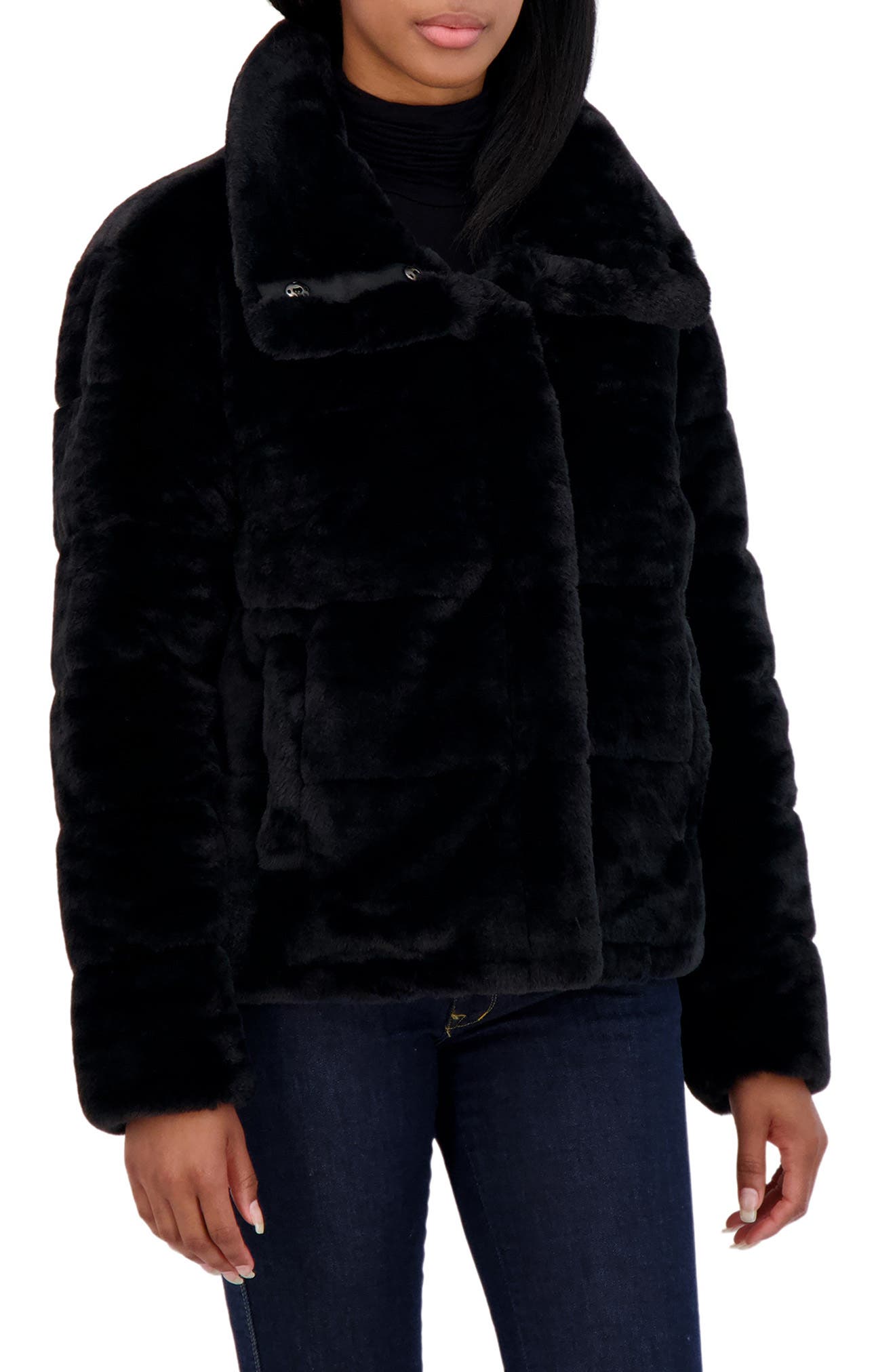 faux fur quilted coat