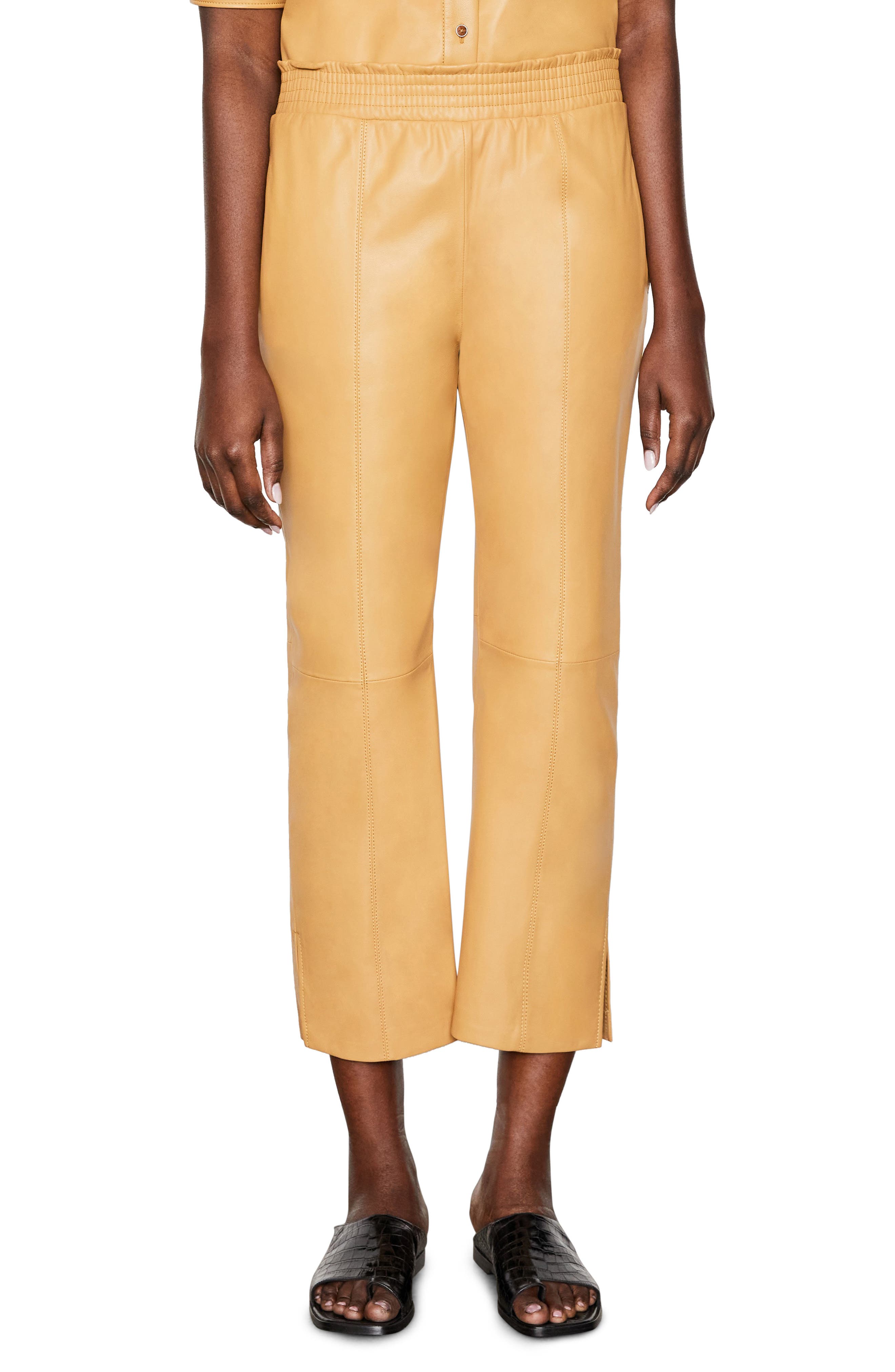 FRAME Leather Crop Gym Pants | Nordstrom
