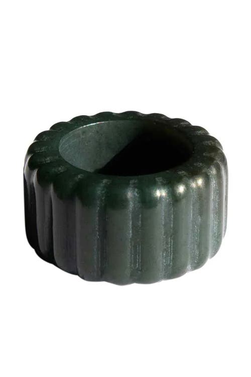 Seree Sophia Ribbed Jade Ring In Dark Green