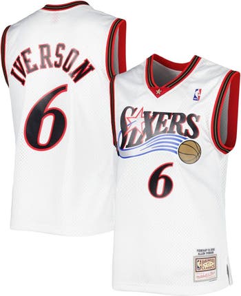 Philadelphia 76ers Jersey Mitchell & Ness Black & Gold Allen  Iverson Mens Large