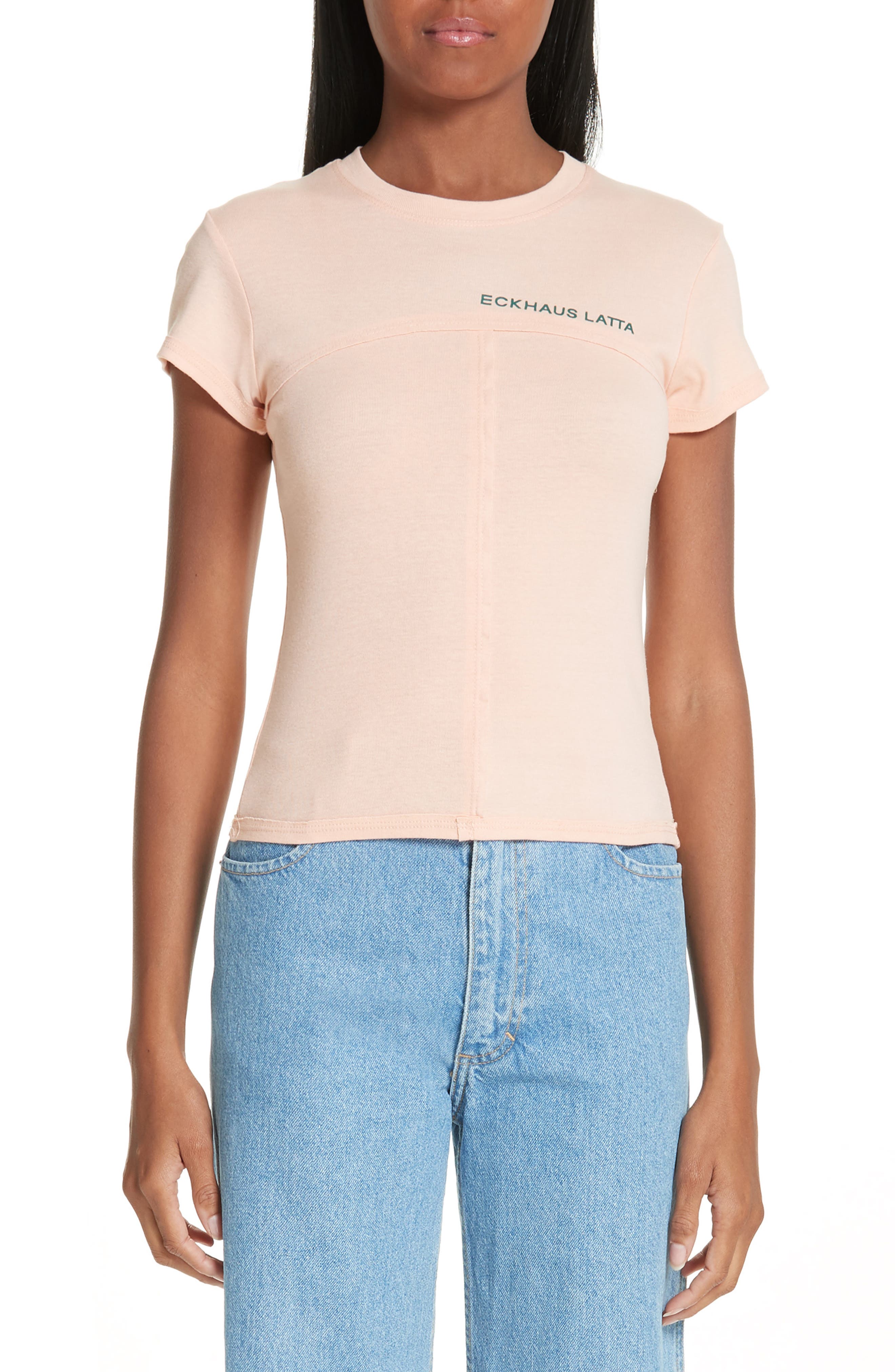 Eckhaus Latta Lapped Baby Tee, Orange