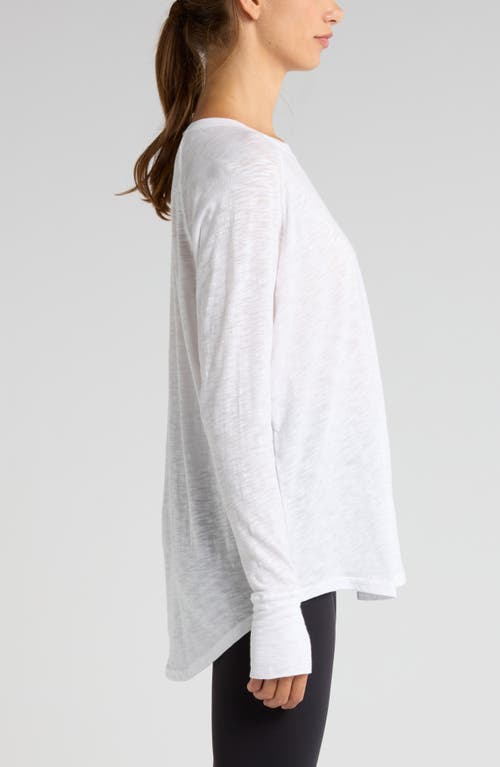 Zella Relaxed Washed 2.0 Long Sleeve Slub Tee In White
