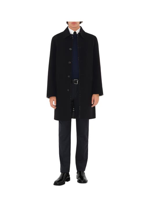 Burberry Wool Mid-length Car Coat In Black/snug