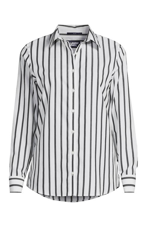 Lands' End No Iron Supima Cotton Long Sleeve Shirt In Black Dual Stripe
