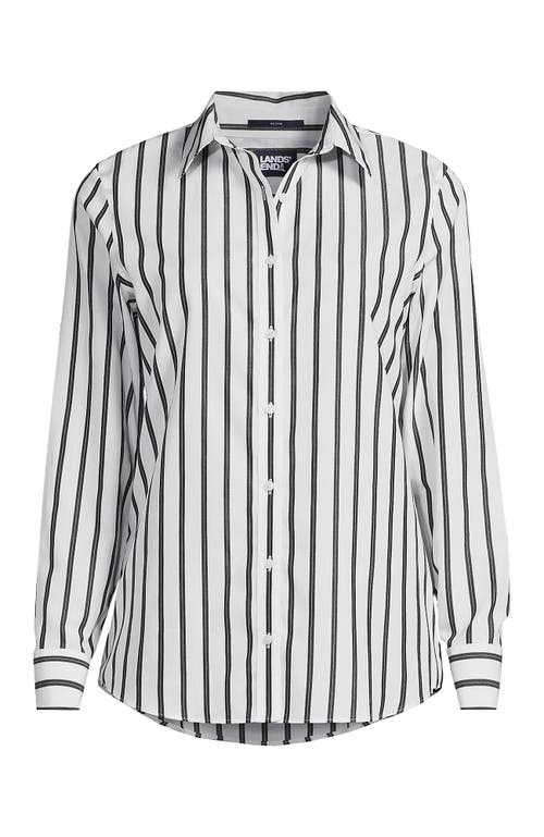 Shop Lands' End No Iron Supima Cotton Long Sleeve Shirt In Black Dual Stripe