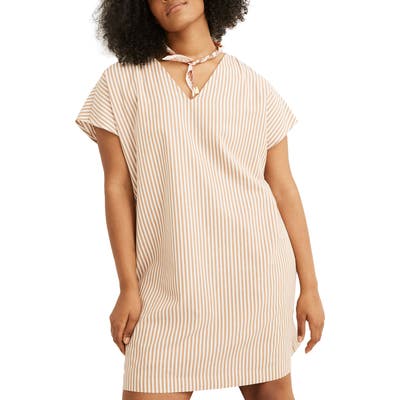 Madewell Stripe Button Back Easy Dress, Brown