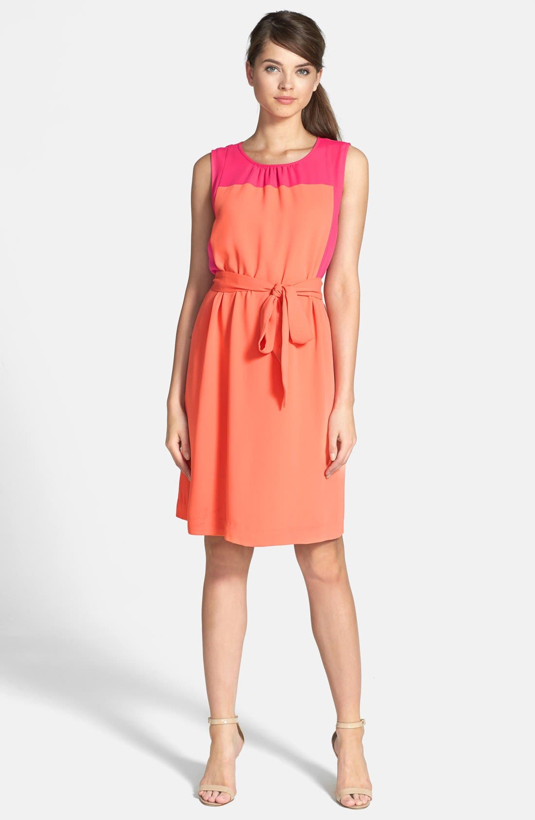 Chaus Colorblock Belted Crepe Dress Nordstrom