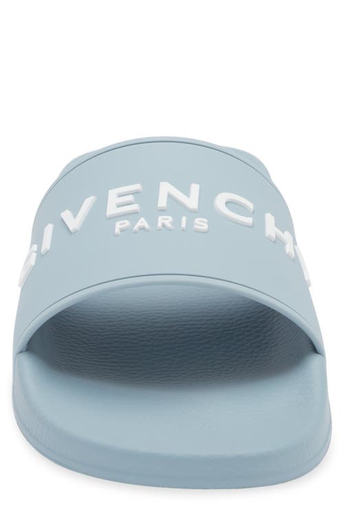 Shop Givenchy Logo Slide Sandal In Sky Blue