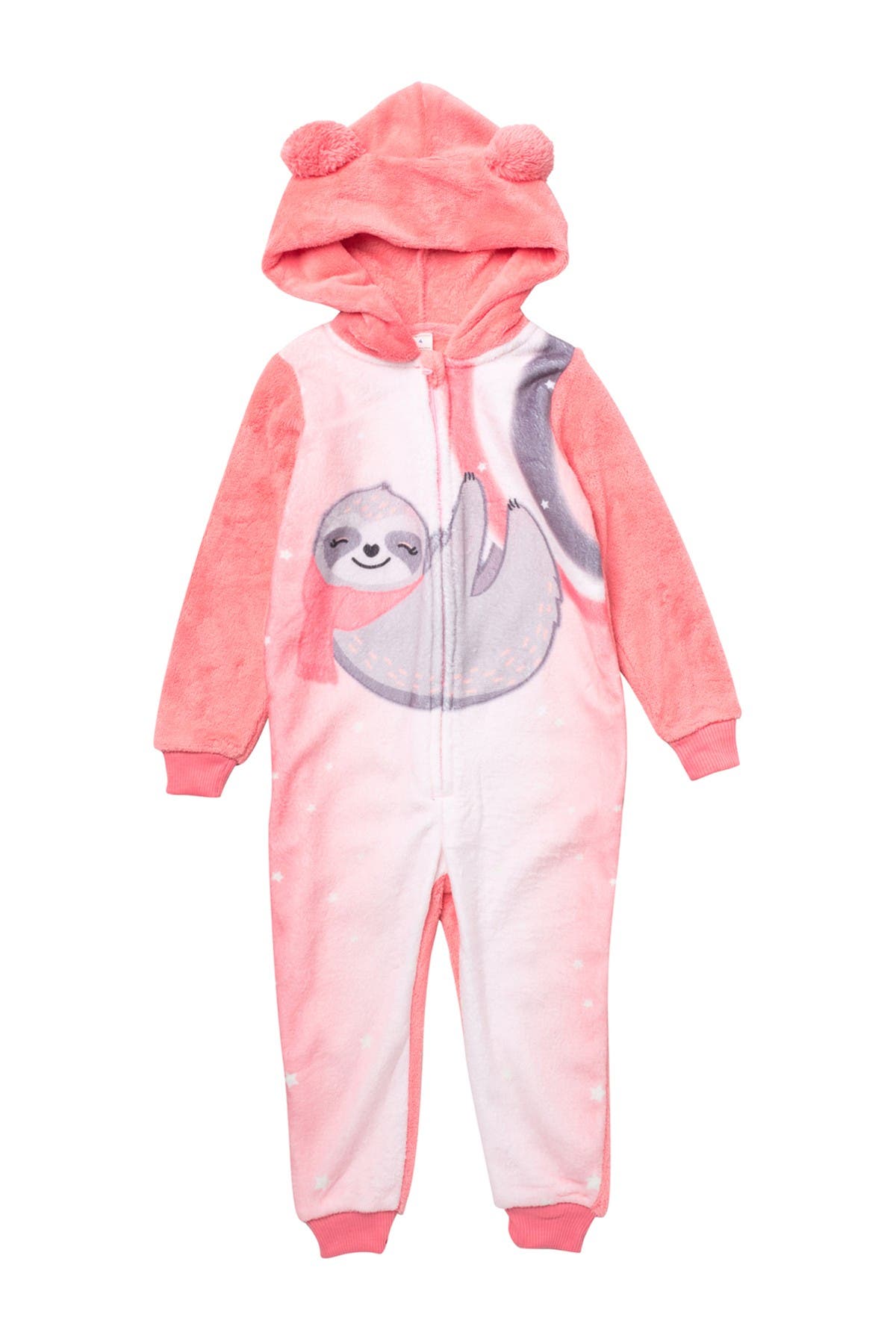 hooded sloth fleece jumpsuit