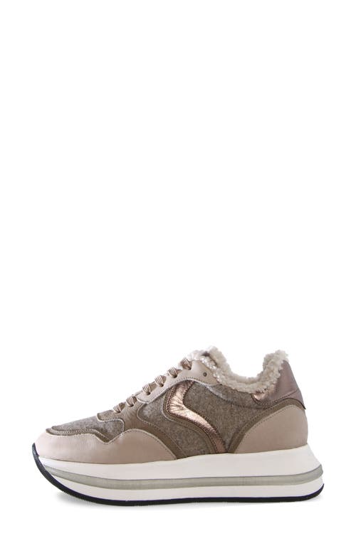 Shop Voile Blanche Melany Faux Shearling Sneaker In Grey Beige