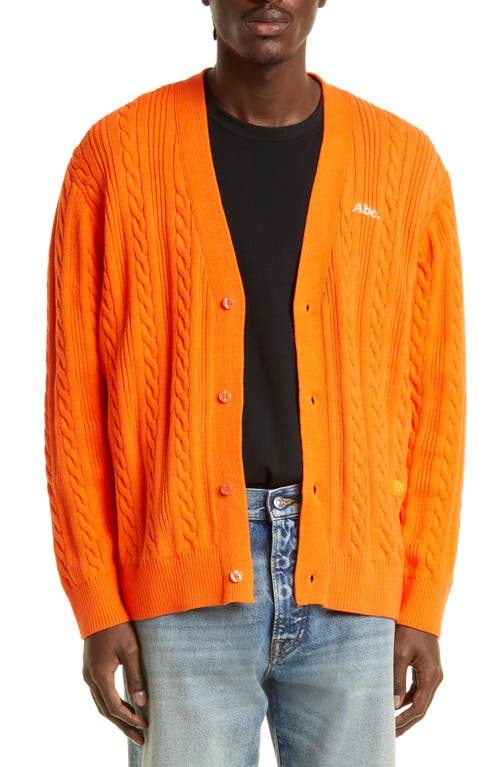 Advisory Board Crystals Cable Knit Cotton Cardigan in Carnelian Orange