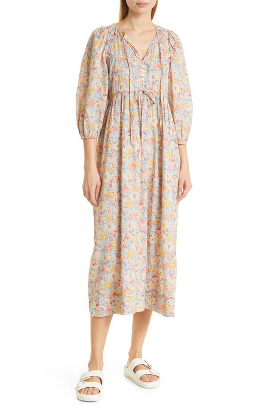 THE GREAT THE BONNET FLORAL PRINT LONG SLEEVE MIDI DRESS