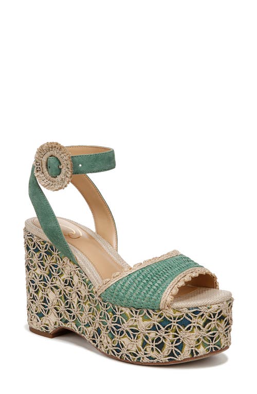 Sam Edelman Amber Espadrille Platform Ankle Strap Sandal Turquoise Green at Nordstrom,