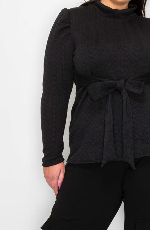 Shop L I V D Catriona Waist Tie Mock Neck Sweater In Black