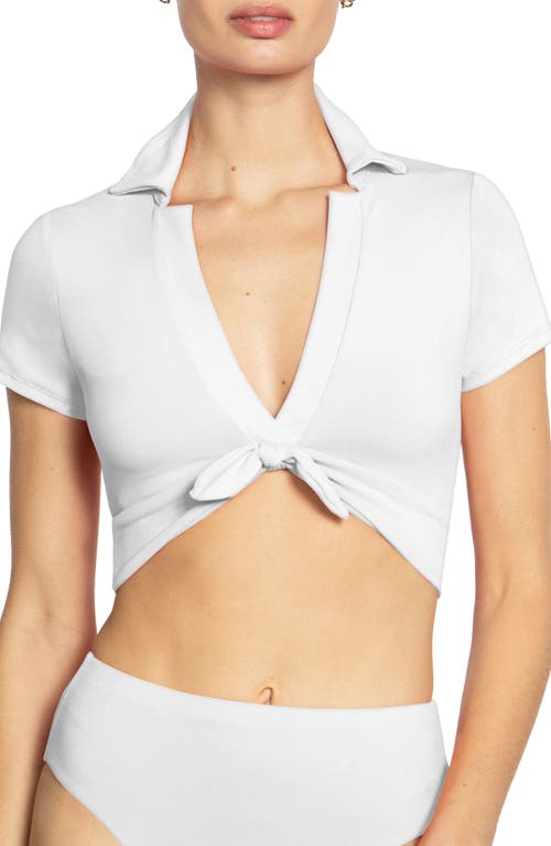 Robin Piccone Ava Shirt Bikini Top In White