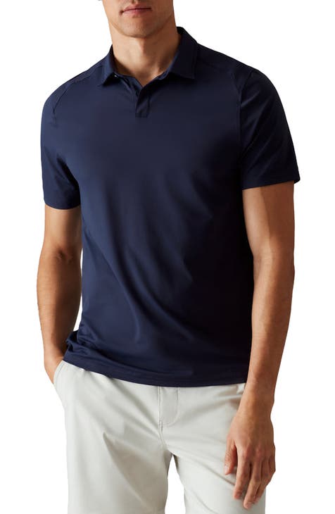 Men Ribbed Polo Shirt Short Sleeve T-shirt Summer Slim Fit Muscle Tee Golf  Tops