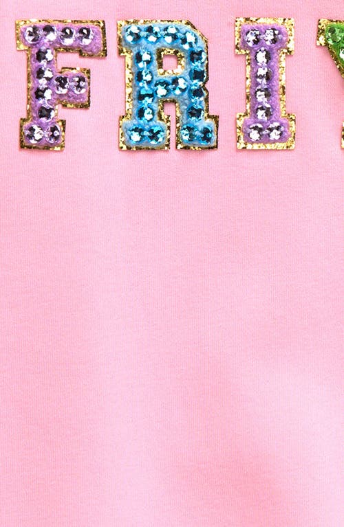 Shop Lola & The Boys Lola + The Boys Kids' Faux Gem Embellished Friyay Graphic Sweatshirt In Pink