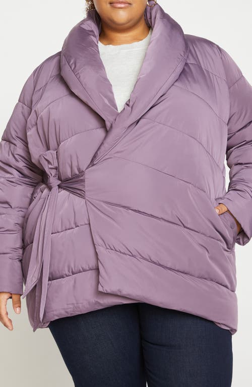 Universal Standard Kanda 2 Wrap Puffer Coat in Dried Violet 