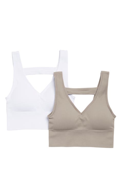 90 Degree By Reflex Everyday Cloud Support Crop Tank with Built-in Bra -  White Ribbed - Small at  Women's Clothing store