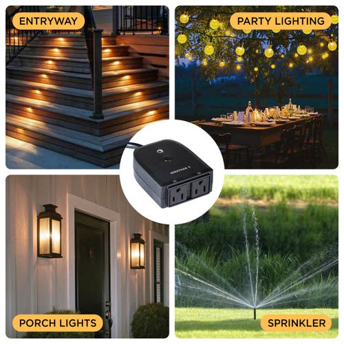 Jonathan Y Outdoor Smart Dual Plug In Black