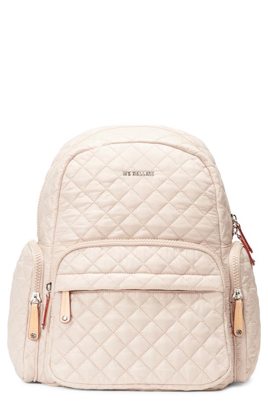 Mz Wallace City Quilted Nylon Backpack In Mushroom/silver
