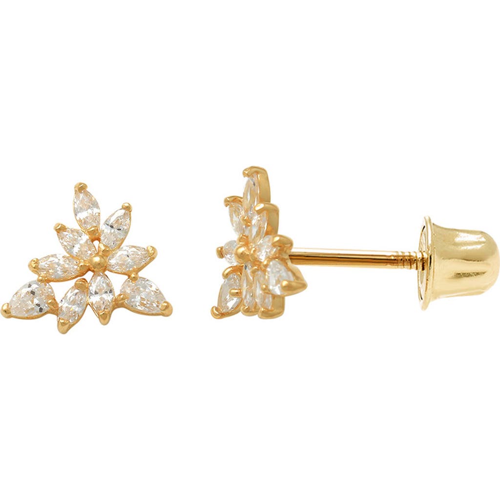 A & M A&m 14k Gold Marquis Cz Cluster Stud Earrings In Yellow Gold
