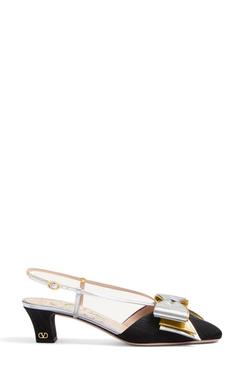 Valentino Bowow T. 45 Mid Heel Pumps In Black/silver