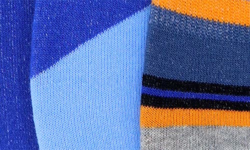 Lorenzo Uomo 3-pack Assorted Ankle Socks In Blue Multi