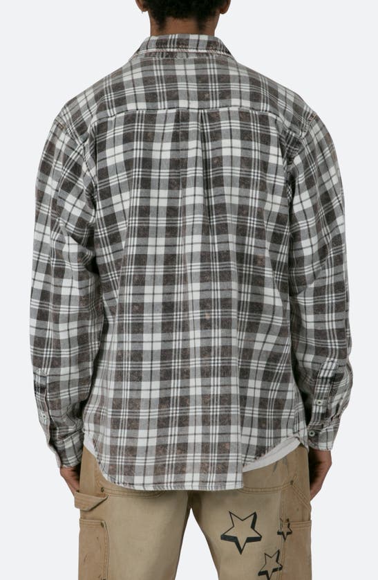 Shop Mnml Washed Plaid Button-up Shirt In Black/ Natural