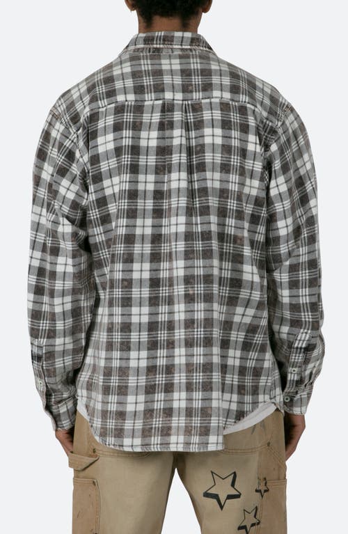 Shop Mnml Washed Plaid Button-up Shirt In Black/natural